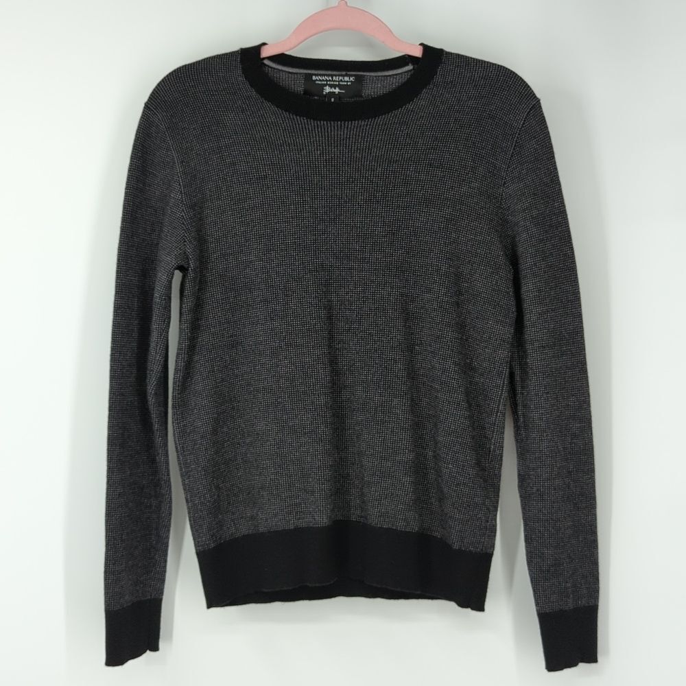 Banana Republic 100% Extra Fine Italian Merino Wool Yarn Baruffa Sweater Black S